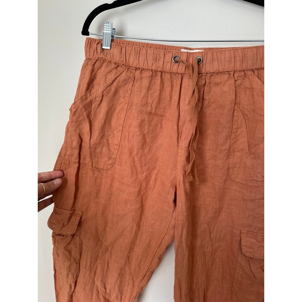 100% linen pants orange joggers natural fibers earthy boho hippy bottoms beachy